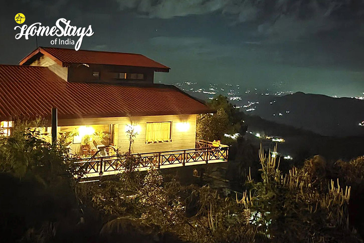 Night-view-Ode to Sustainable Living Homestay-Almora