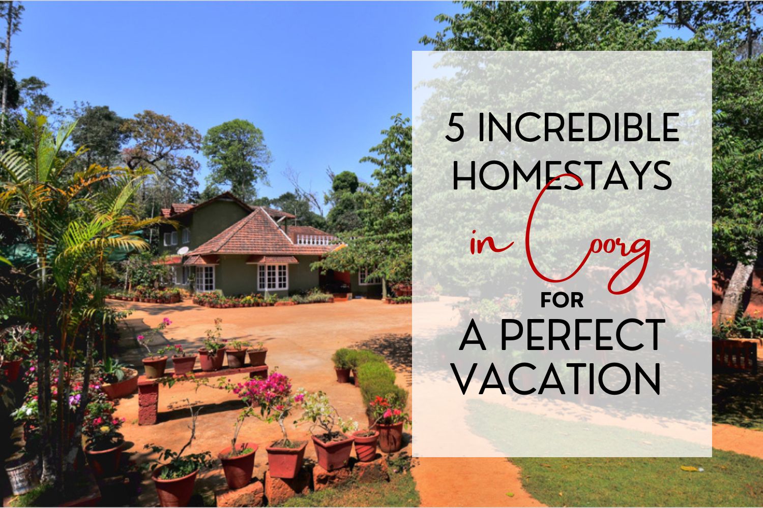 5 Incredible Homestays in Coorg for a Perfect Vacation